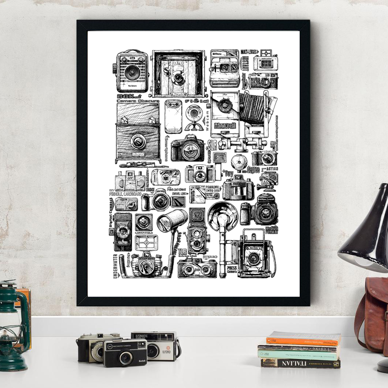 Collectible Vintage Cameras - Aparat Vintage kolekcja ilustracje plakaty i